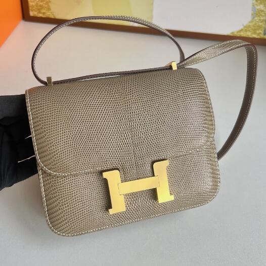 【エルメス HERMES】コンスタンス3 ミニ エトゥープ (18)リザード ゴールド金具 D刻印(100%手縫い)